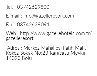 Gazelle Resort & Spa Otel iletiim bilgileri